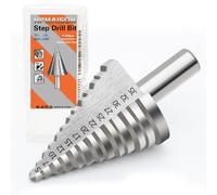 HPMAISON Broca escalonada HSS 4341, 10 mm, vástago de 3 planos, acero de alta velocidad (diámetro 5 - 35 mm, 13 niveles) para metal, madera, plásticos, profesional HSS 4341
