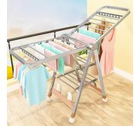 HPMCVE Tendedero Plegable de pie para el hogar, tendedero de Ropa Sencillo de Acero Inoxidable, con Cesta para Pinzas y 4 Ruedas, diseño retráctil Que Ahorra Espacio, Viajes y Ropa de bebé