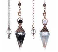 Hpmjz 2 péndulos de resina aguamarina de resina de aguamarina, piedras preciosas hexagonales naturales, ornamentos de cristal, piedras curativas para brujería, ceremonia, adivinación, curación Reiki