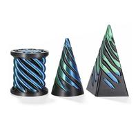 Hpmjz Paquete de 3 conos imposibles, cono en espiral impreso en 3D, juguete pirámide de paso a través de escultura mini cilindro, decoración de escritorio, regalo para ansiedad y relajación para