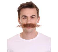 HPO HALLOWEEN PARTY ONLINE Mechanical Genius - Gorro para hombre con bigote rizado, fibra sintética ignífuga, color marrón