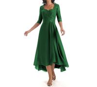 HPPEE Vestido de noche formal para mujer con apliques de encaje, plisado, acampanado, para madre de la novia, Verde esmeralda., 44