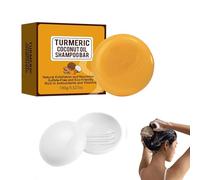 Hppsctink 100g Jabón de Cúrcuma y caja de jabón, Jabón Champú Anticaída, Limpiador Suave del Cuero Cabelludo, Espesa e Hidrata el Cabello, shampoo