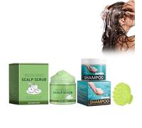 Hppsctink 200ml Champú de sal marina y 100g Exfoliante, Control de la grasa y suavizante anticaspa para el cabello, Cuero cabelludo refrescante, shampoo