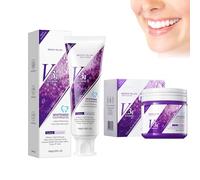 Hppsctink 2pcs Pasta Dentífrica, 100g v34 Pasta de Dientes Púrpura y 50g v34 Polvo Dentífrico, Polvo Dental Blanqueador, Dientes Blancos, Limpieza de Olores y Sarro, Aliento Fresco, toothpastes