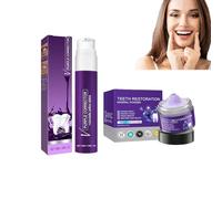 Hppsctink 2pcs Pasta Dentífrica, 50ml Pasta de Dientes Púrpura y 50g Polvo Dentífrico, Polvo Dental Blanqueador, Dientes Blancos, Limpieza de Olores y Sarro, Aliento Fresco, toothpastes