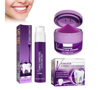 Hppsctink 2pcs Pasta Dentífrica, 50ml v34 Pasta de Dientes Púrpura y 30g v34 Polvo Dentífrico, Dientes Blancos, Limpieza de Olores y Sarro, Aliento Fresco,Polvo Dental Blanqueador,toothpastes