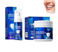 Hppsctink 2pcs Pasta Dentífrica, 60ml Espuma limpiadora dental y 50g Polvo Dentífrico, Polvo Dental Blanqueador, Dientes Blancos, Limpieza de Olores y Sarro, Aliento Fresco, toothpastes