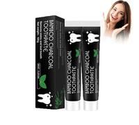 Hppsctink 2PCS Pasta Dentífrica de Carbón de Bambú, Pasta Dentífrica de Cáscara de Coco y Carbón de Bambú, Aliento Fresco, 2pcs*105g, toothpastes