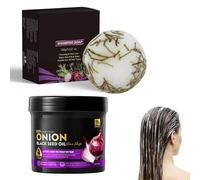 Hppsctink 500g Mascarilla capilar de cebolla y 100g Jabón de cebolla, Mejora el Encrespamiento, las Puntas secas y las Puntas Abiertas, shampoo
