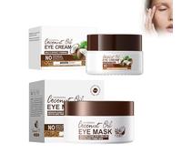 Hppsctink Contorno de Ojos, 20g Crema para los ojos con aceite de coco y 80pcs Mascarilla para los ojos con aceite de coco, Reduce las ojeras, Nutre la piel, eye cream
