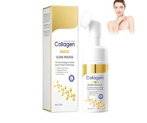 Hppsctink Espuma limpiadora con colágeno, 120ml Mousse nettoyante douce, Limpia la piel del rostro, Cuidado hidratante suave, cream