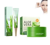 Hppsctink Set Crema Contorno de Ojos, 20g Crema Contorno de Ojos Aloe Vera y 80g Mascarilla de Aloe Vera, Reduce las Líneas de Expresión, eye cream