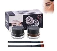 Hppsctink Set de delineador de ojos y gel para cejas, Delineador de ojos y gel para cejas de dos tonos en un solo producto, Resistente al agua y de larga duración, Negro y marrón, eye cream