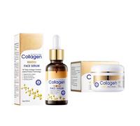 Hppsctink Set de esencias, 30ml Esencia de colágeno y 100g Crema de colágeno, Hidrata y suaviza la piel, Reduce las líneas de expresión faciales, Cuidado suave de la piel, serum