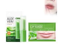 Hppsctink Set de pintalabios, 2.7g Bálsamo labial de aloe vera y 8g Mascarilla labial de aloe vera, Previene la sequedad y las grietas, Hidratante y humectante, Lipsticks