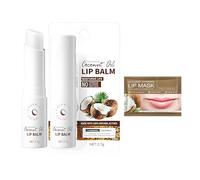 Hppsctink Set de pintalabios, 2.7g Bálsamo labial de coco y 8g Mascarilla labial de coco, Hidratante y humectante, Previene la sequedad y las grietas, Lipsticks