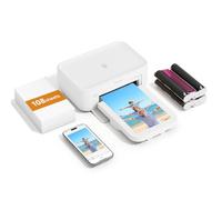 HPRT Impresora fotográfica CP4100 de 4 x 6 con 108 hojas y 2 cintas, foto a | Impresora de imágenes portátil para iPhone/Android, Wi-Fi, sublimación de tinte térmico, video AR de 15s