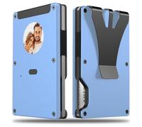 HPSH Air Wallet, cartera delgada con rastreador integrado, cartera inteligente con clip para dinero, compatible con FindMy Network (solo iOS), tarjetero antirrobo, regalo para hombres, e azul, Delgado