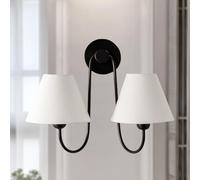 HPTHLY Aplique de pared vintage con pantalla de lino, luz de lectura de diseño de doble giro para sala de estar y dormitorio, 17 pulgadas de ancho x 16 pulgadas de profundidad x 5 pulgadas de alto