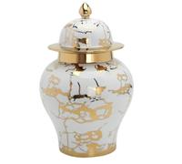 HPTHLY Jarrón De Cerámica con Forma De Tarro De Jengibre, Clásico, De Cerámica, para Guardar Jengibre, Organizador De Macetas, Expositor De Escritorio, Florero Decorat(Oro-24,5 * 38Cm)