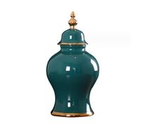 HPTHLY Jarrón De Cerámica con Forma De Tarro De Jengibre, De Porcelana, Decorativo, con Tapa, para Guardar Flores, para Templo, para Decoración(Verde-20 * 38Cm)