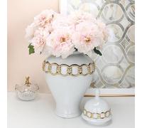 HPTHLY Jarrón De Cerámica con Forma De Tarro De Jengibre, Jarrones De Cerámica, Flores, Tarro De Jengibre, Tarro De Porcelana, Jarrón De Porcelana con Tapa, Tarro De A(Oro-26 * 45Cm)