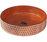 HPTHLY Lavabo De Encimera Redondo con Desagüe, Moderno, De Cristal, Estilo Rústico, Color Naranja Dorado, Pequeño.,Silver Gold-S