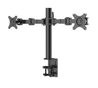 HPTHLY Soporte de monitor dual para dos monitores de 10 a 32 pulgadas, brazos de montaje independientes, resistentes, totalmente ajustables, se adapta a hasta 22 libras por brazo con Vesa 75 x 75 mm