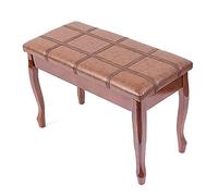 HPTHLY Taburete De Piano Doble con Almacenamiento para Partituras. Cómodo Banco para Teclado De Piano con Cojín De Asiento Suave para Profesionales, Uso Doméstico Y En(Marrón Madera De Teca)