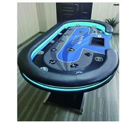 HPYWTJY Mesa de póquer con portavasos, casino Texas Hold'em para 10 personas, suministros de casino (azul, 260 x 120)