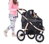 HPZ Pet Rover Run Performance - Cochecito deportivo con ruedas de goma cómodas, entrada sin cremallera/1 mano plegable rápido/marco de aluminio para perros pequeños/medianos y mascotas (negro)