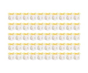 HPZIHUIT 50 cajas de regalo para fiestas, material de papel, patrón Mi Bautizo, equipadas con cinta dorada, cajas de regalo blancas para bodas y fiestas.