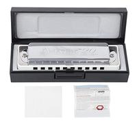 HPZIHUIT Blues Harmonica 10 Hole Mouthorgan F Key Cubierta de acero inoxidable Instrumento de viento para principiantes (Blanca)