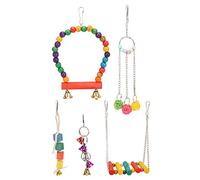 HPZIHUIT Juguete para pájaros, Colorido Juego de Columpio de Madera para Loros, Juguetes para Masticar con Campanas