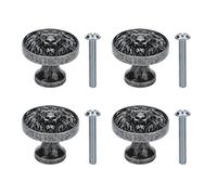 HPZIHUIT León moderno cabeza zinc aleación gabinete manija de la puerta circular cajón tiro de bucle antiguo para muebles del hogar (399 Lion Head-Officy Silver)