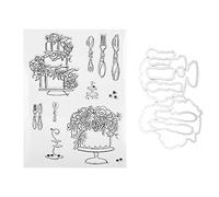 HPZIHUIT Sello transparente TPR en relieve, decoración de patrón de vajilla para álbum de recortes con molde para cuchillo