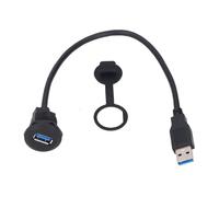 HPZIHUIT USB 3.0 Cable Empotrado para Montaje en automóvil Cable de Montaje en Panel Hembra a Macho con Acoplamiento roscado de Tornillo de 1 pie de Longitud