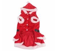 HPZIHUIT Vestido de Navidad para mascotas, suave, grueso, de doble cara, forro polar, transpirable, cierre de botones, vestido de Papá Noel para invierno (XL)