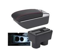 HPZPRPCEW Para N&issan Para Tiida Para Sylphy Para Tiida C11 Para Latio Descansabrazos Coche Interior Caja De Almacenamiento Altura Ajustable Apoyabrazos(D1 Negro rojo Sin USB)