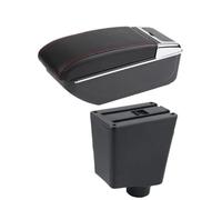 HPZPRPCEW Para R&enault Para Clio 4 Para Captur Para Clio 3 III IV Caja Reposabrazos Accesorio Almacenamiento Piezas Interior Retrofit(B línea roja SIN USB)