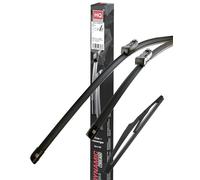 HQ AUTOMOTIVE Limpiaparabrisas delantero y trasero compatible con Ford Fiesta, 3 piezas de repuesto MK7 2012-2016, caucho natural recubierto de grafito, sin manchas, modelo AD61-624|HQ12E