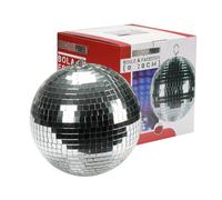 HQ-Power Bola de espejos de discoteca Ø 20 cm, espectaculares efectos de luz para fiestas, sistema de suspensión seguro y cristal facetado, accesorio de pista de baile para discoteca y más
