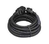 HQ-Power Cable de extensión, con tubo de retiro, H05RR-F 3G2.5, 15 m, 16 A/230 V, 3680 W, tipo E/F, IP44, caucho, negro