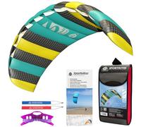 HQ Symphony Beach III 2.2 Aqua - Cometa de dirección para niños y Adultos, 73 x 220 cm, Incluye Cuerdas Dyneema de 100 KP, 2 x 25 m con Trabillas, dragón a Partir de 14 años