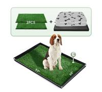 HQ4US 4LEGS Almohadilla de césped para perros con caja de arena plegable para perros, base grande para balcón, almohadillas de césped artificial ultra absorbentes para perros, soporte para almohadilla