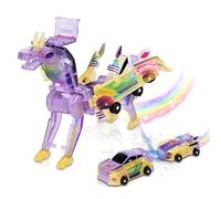 HQAYHSZD Dinosaurio Transforming Car Toy, Magnetic Cars Transform Into Dinosauris,Fun - Colision Transformation Car Toys for Boys & Girls|Party Favors Gift for Birthday, Christmas (Yellow)