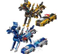 HQAYHSZD Dinosaurio Transforming Car Toy, Magnetic Cars Transform Into Dinosaurs, Fun - Colision Transformation Car Toys for Boys & Girls|Party Favors Gift for Birthday, Christmas (Gold Blue)