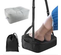 HQCM Reposapiés inflable 2 en 1 para escritorio, hamaca de doble válvula, dispositivo de aeronave, correa ajustable para piernas sin choque, reposapiés portátil para vuelo, viaje, coche, oficina