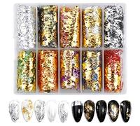 HQdeal 10 piezas Malla Nail Art Foil Transfer Pegatinas Uñas Foil para Uñas Decorativas Transferencia para Uñas de Arte, Necesita Pegamento Foil para uñas